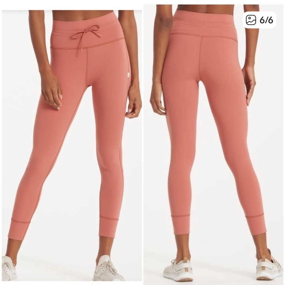 Vuori High-Rise Drawstring Leggings in Dusty Rose
